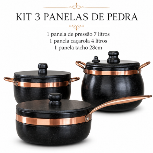 Kit 3 Panelas de Pedra