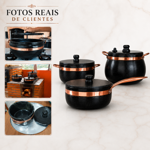 Kit 3 Panelas de Pedra