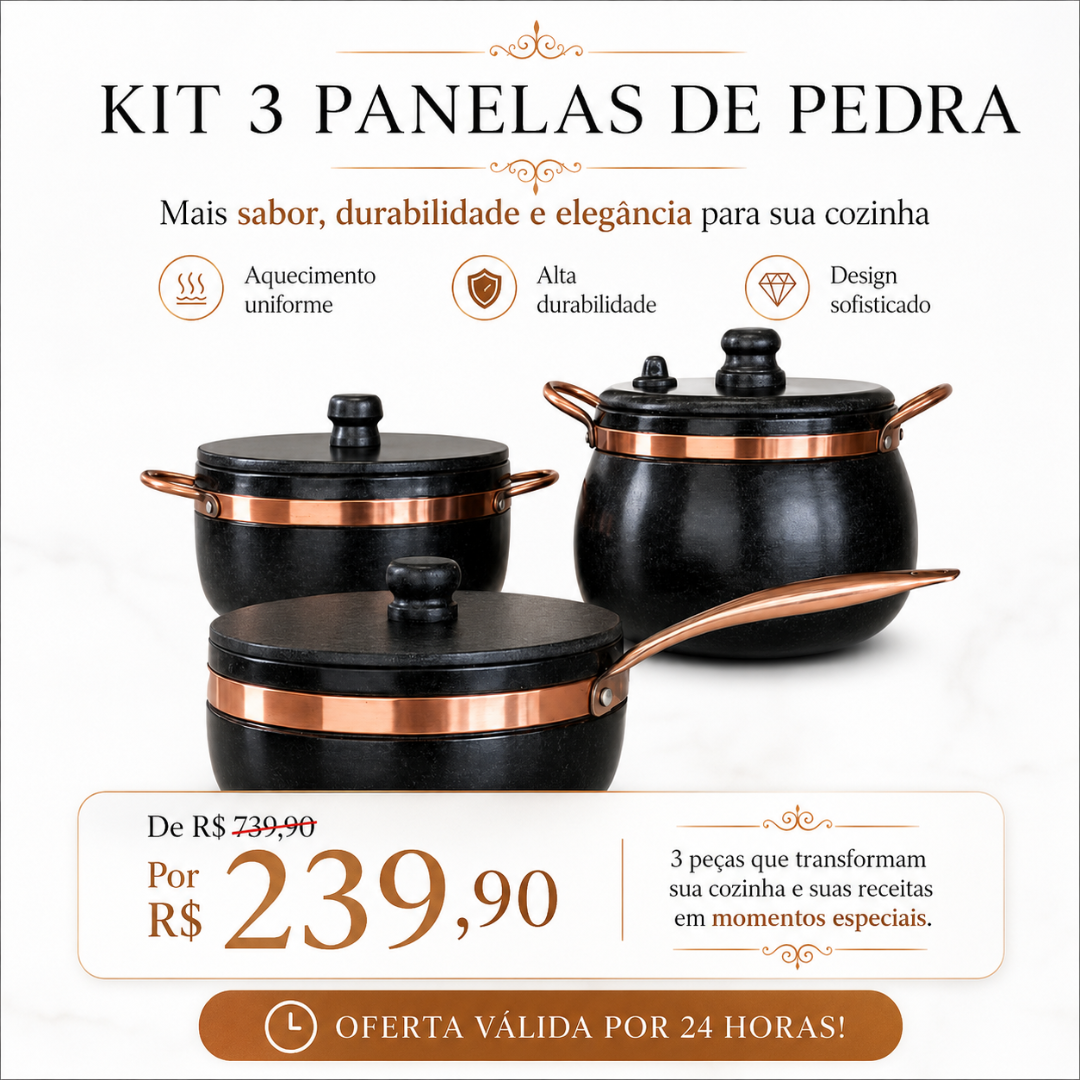 Kit 3 Panelas de Pedra